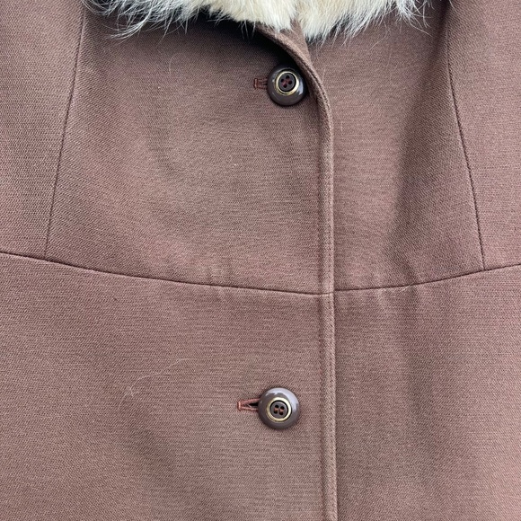 Vintage 60s Wool Coat w/ Fur Collar Pure Virgin Wool Belted Brown Long Coat Anna - Picture 3 of 16